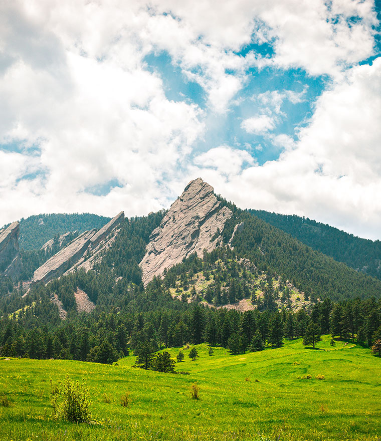 Flatiron mountains in Chautauqua Park in Boulder, Colorado.